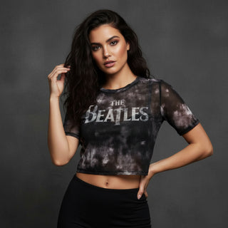 The Beatles Ladies Crop Top: Drop T Logo