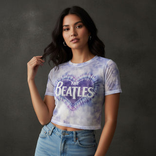 The Beatles Ladies Crop Top: Heart & Drop T Logo