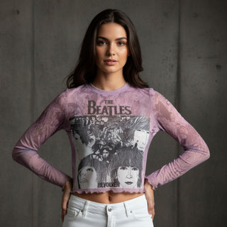 The Beatles Ladies Long Sleeve T-Shirt: Revolver (Mesh)