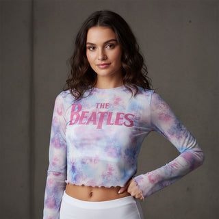 The Beatles Ladies Crop Top: Drop T Logo (Mesh)