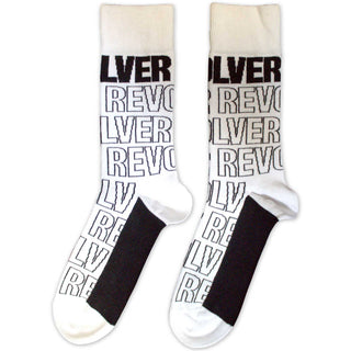 The Beatles Unisex Ankle Socks: Revolver Text Outlines Repeat (White) (UK Size 7 - 11)