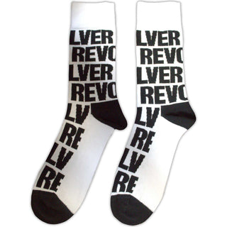 The Beatles Unisex Ankle Socks: Revolver Text Repeat (White) (UK Size 7 - 11)