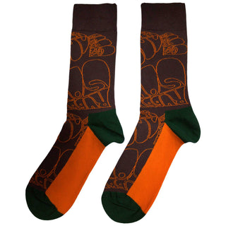 The Beatles Unisex Ankle Socks: Rubber Soul Text Outlines Repeat (Brown) (UK Size 7 - 11)