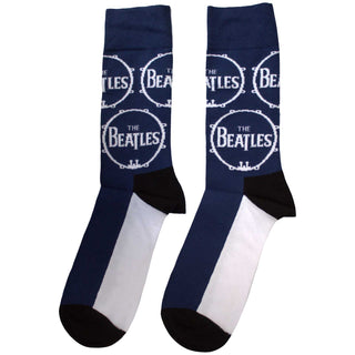 The Beatles Unisex Ankle Socks: Drum Logo Repeat (Navy Blue)
