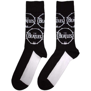 The Beatles Unisex Ankle Socks: Drum Logo Repeat (Black) (UK Size 4 - 7)