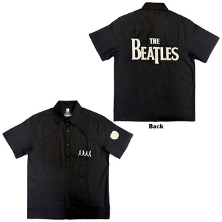 The Beatles Casual Shirt: Apple Logo / Walking (Black) (Back & Sleeve Print)
