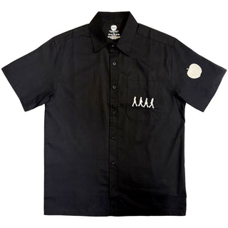 The Beatles Unisex Casual Shirt: Apple Logo / Walking (Black) (Back & Sleeve Print)