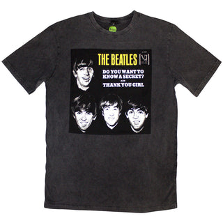 The Beatles Unisex Stone Wash T-Shirt: VJ Secret Sleeve