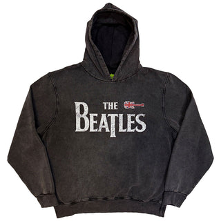 The Beatles Stone Wash Pullover Hoodie: Guitar & Drop T (Charcoal Grey)