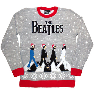 The Beatles Sweatshirt: Drop T / Abbey Road Xmas (Grey)