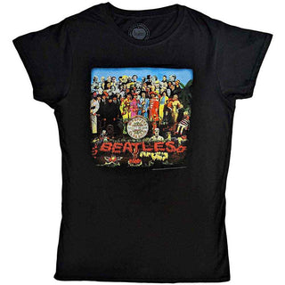 The Beatles Ladies Slim Fit T-Shirt: Sgt Pepper (Back Print)