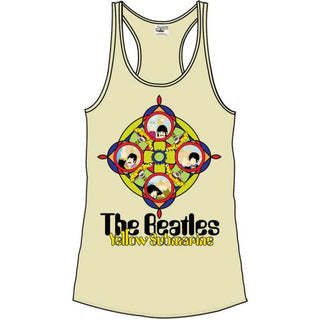 The Beatles Ladies Vest T-Shirt: Yellow Submarine & Portholes