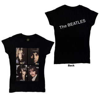 The Beatles Ladies Slim Fit T-Shirt: White Album Faces (Back Print)