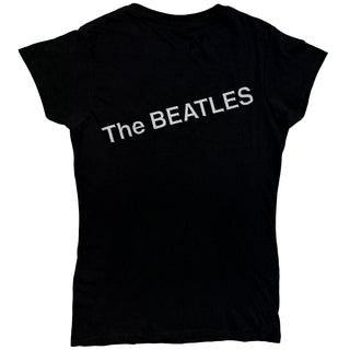 The Beatles Ladies Slim Fit T-Shirt: White Album Faces (Back Print)