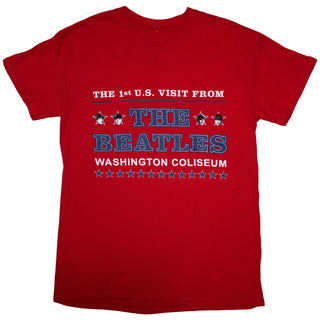 The Beatles Unisex T-Shirt: Washington '64 Stars Setlist (Red) (Back Print)