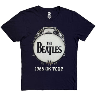 The Beatles T-Shirt: 1965 UK Tour Ringo Drum (Navy Blue) (Back Print)