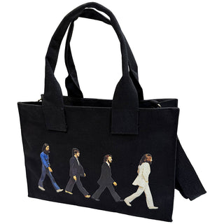 The Beatles Cotton Tote Bag: Abbey Road & Drop T Logo (Black) (Back Print)