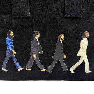 The Beatles Cotton Tote Bag: Abbey Road & Drop T Logo (Black) (Back Print)