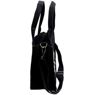The Beatles Cotton Tote Bag: Abbey Road & Drop T Logo (Black) (Back Print)