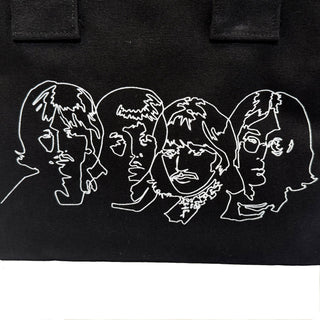 The Beatles Cotton Tote Bag: White Album Faces & Apple (Black) (Back Print)