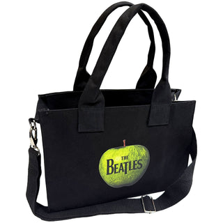 The Beatles Cotton Tote Bag: White Album Faces & Apple (Black) (Back Print)