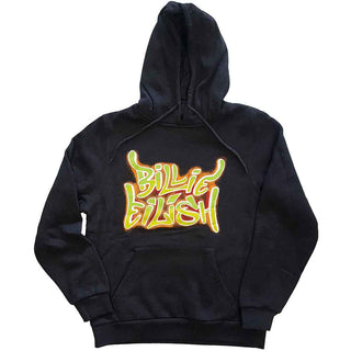 Billie Eilish Pullover Hoodie: Airbrush Flames Blohsh (Back Print)