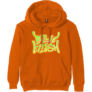 Billie Eilish Pullover Hoodie: Airbrush Flames Blohsh (Back Print)