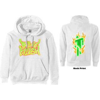 Billie Eilish Unisex Pullover Hoodie: Airbrush Flames Blohsh (Back Print)