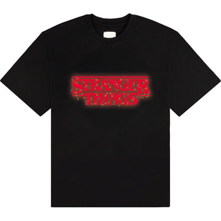 Stranger Things T-Shirt: Logo With Christmas Lights (Black)