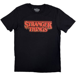 Stranger Things T-Shirt: Logo With Christmas Lights (Black)