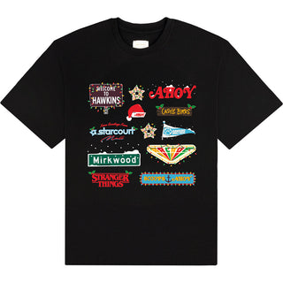 Stranger Things T-Shirt: Deck Christmas Sign (Black)