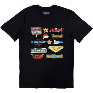 Stranger Things T-Shirt: Deck Christmas Sign (Black)