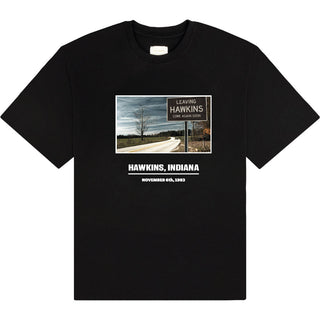 Stranger Things T-Shirt: Hawkins Indiana (Black)