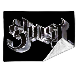 Ghost Sherpa Fleece Blanket: Chrome Logo (Multicolour)