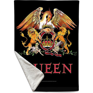 Queen Sherpa Fleece Blanket: Crest (Multicolour)