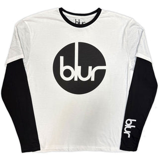 Blur Layered Long Sleeve T-Shirt: Circle Logo (Black & White) (Sleeve Print)