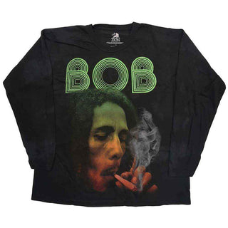 Bob Marley Unisex Long Sleeve T-Shirt: Smoke Gradient (Black) (Wash Collection)
