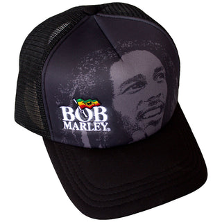 Bob Marley Mesh Back Cap: Logo & Face (Black)