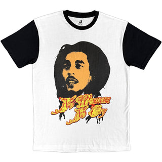 Bob Marley Raglan T-Shirt: No Woman (White & Black)