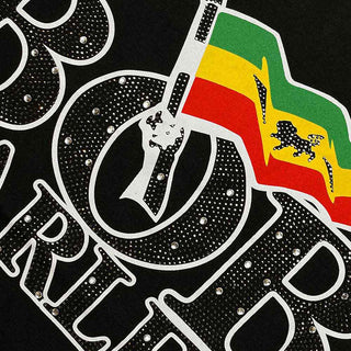 Bob Marley Embellished T-Shirt: Flag Logo