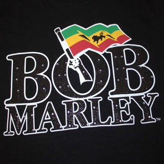 Bob Marley Embellished T-Shirt: Flag Logo