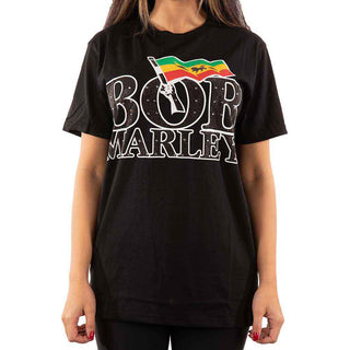 Bob Marley Embellished T-Shirt: Flag Logo