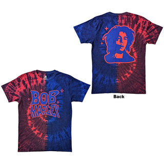 Bob Marley T-Shirt: Trippy Text (Red & Blue) (Back Print & Wash Collection)