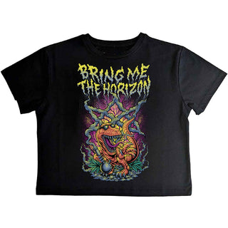 Bring Me The Horizon Ladies Crop Top: Smoking Dinosaur