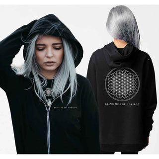 Bring Me The Horizon Ladies Zipped Hoodie: Flower of Life (Back Print)