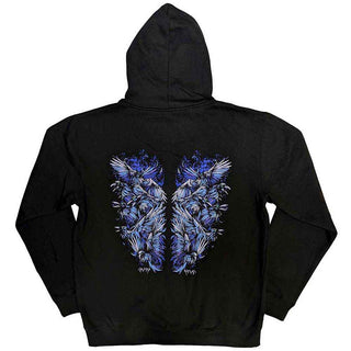 Bring Me The Horizon Zipped Hoodie: Blue Crow Wings (Back Print)