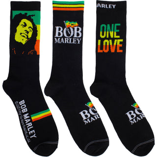 Bob Marley Sock Guitar Tin: Logos (Black) (UK Size 6.5 - 11)