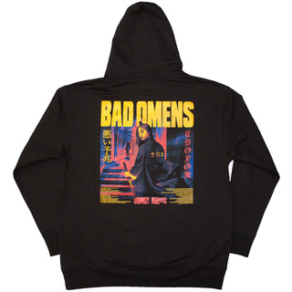 Bad Omens Unisex Pullover Hoodie: Samurai Woman (Black) (Back Print)