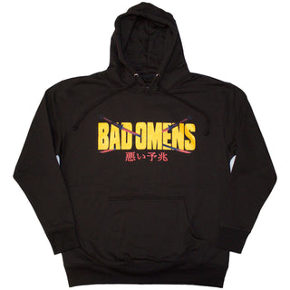 Bad Omens Unisex Pullover Hoodie: Samurai Woman (Black) (Back Print)