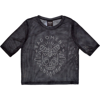 Bad Omens Ladies Crop Top: Moth Skull (Mesh)